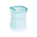 Caja de plástico para palillos de dientes azul con tapa